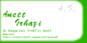 anett irhazi business card